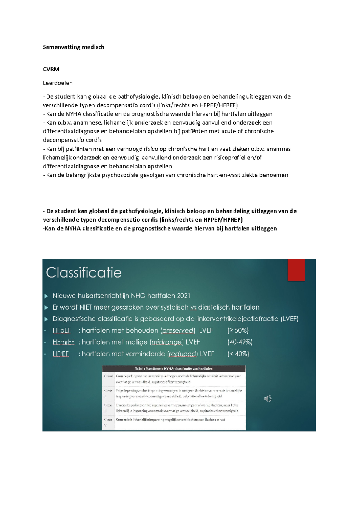 Samenvatting Medisch CVRM: Pathofysiologie & Behandeling Hartfalen ...