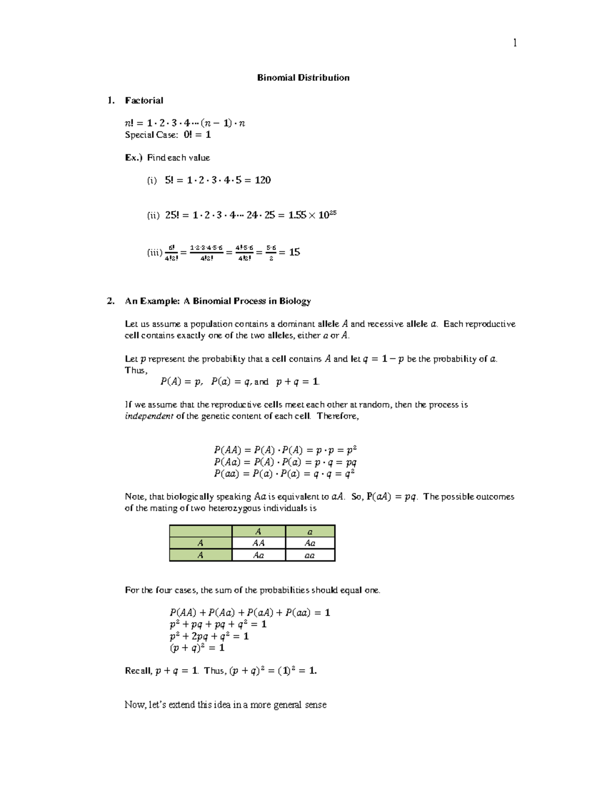Binomial Distribution: Lecture Notes on Probability and Analysis - Studocu