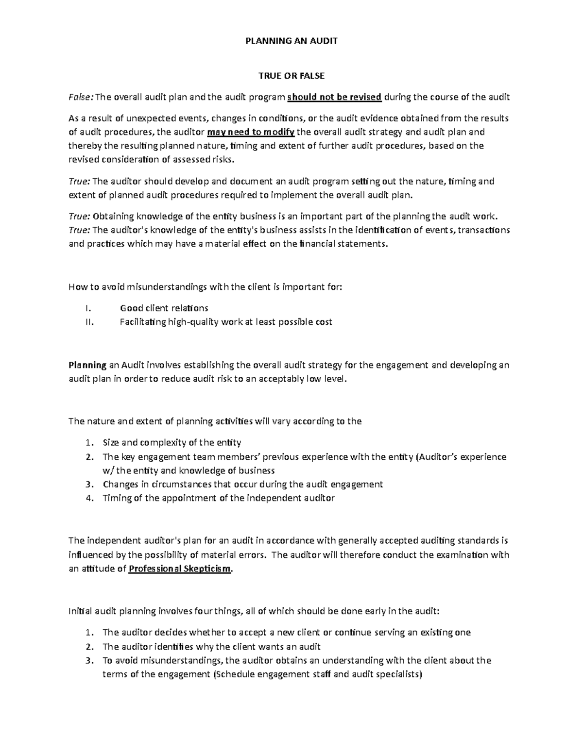 Audit Planning Overview: Key Strategies and Considerations - Studocu