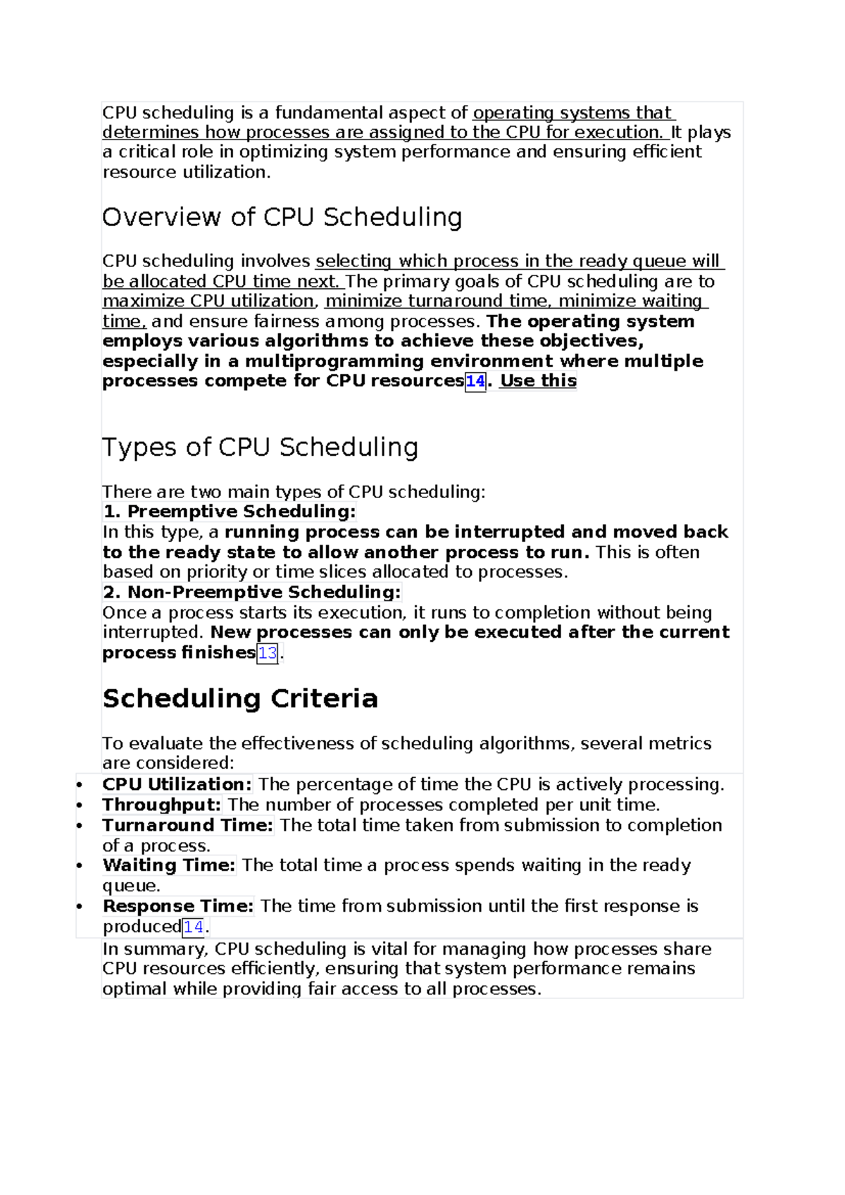 OS CPU Scheduling: Types, Criteria & Algorithms Explained - Studocu