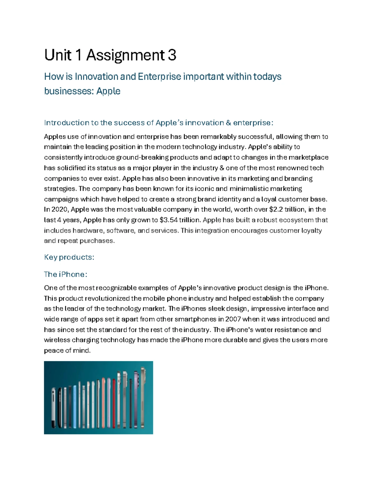 Unit 1 Assignment 3A: Innovation & Enterprise in Today's Businesses ...