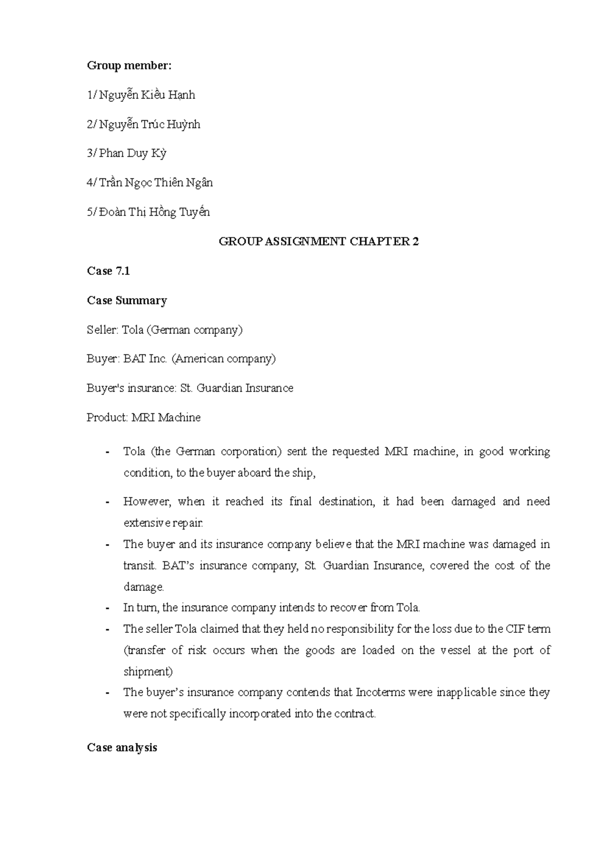 Group Assignment: Case Study of CIF Terms in Chapter 2 Analysis - Studocu