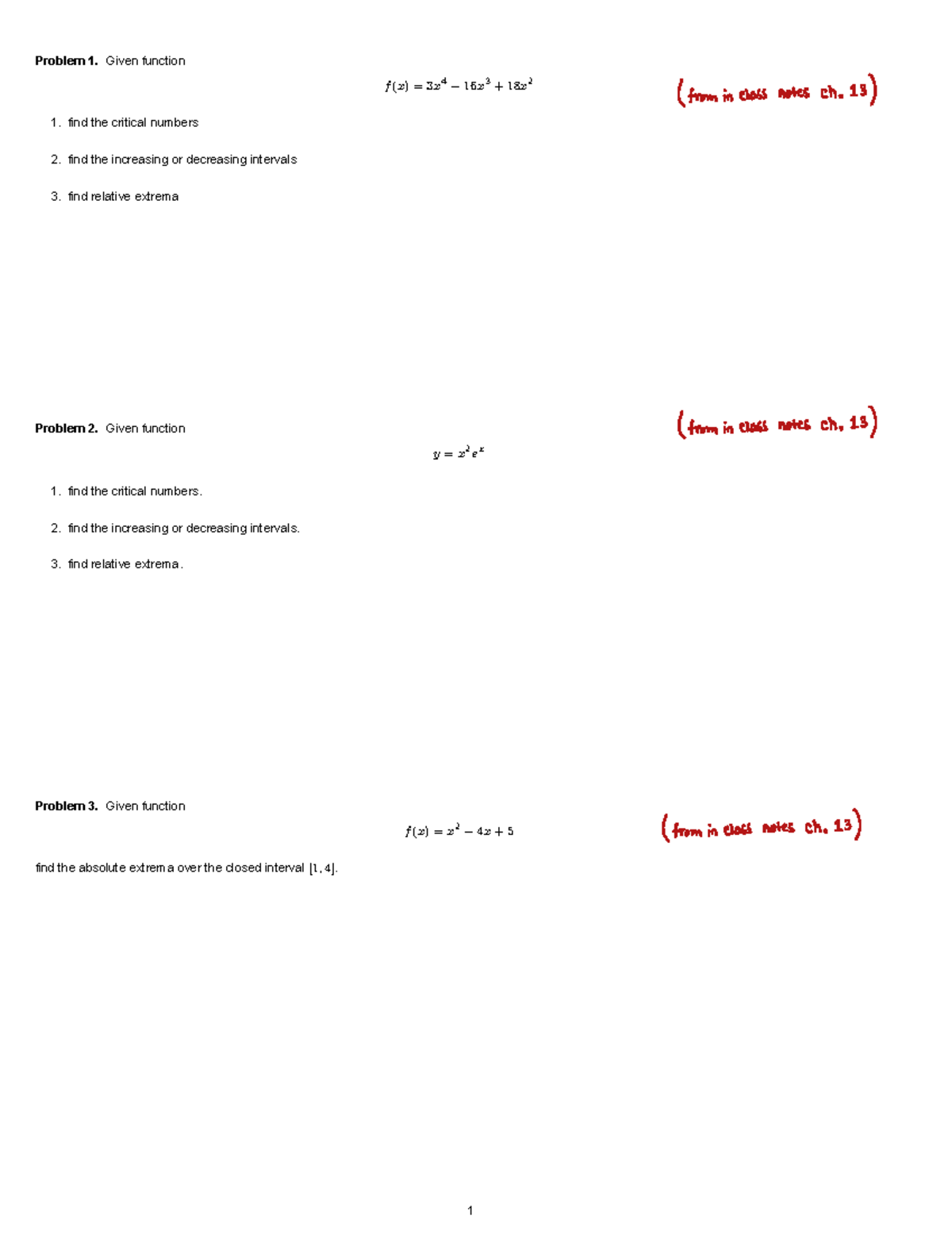 Practice 3 Solutions for Critical Numbers, Extrema, and Concavity - Studocu