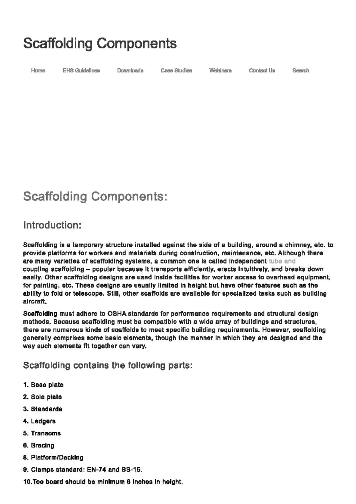 Scaffolding Components Overview: EHS Guidelines & Safety Standards ...