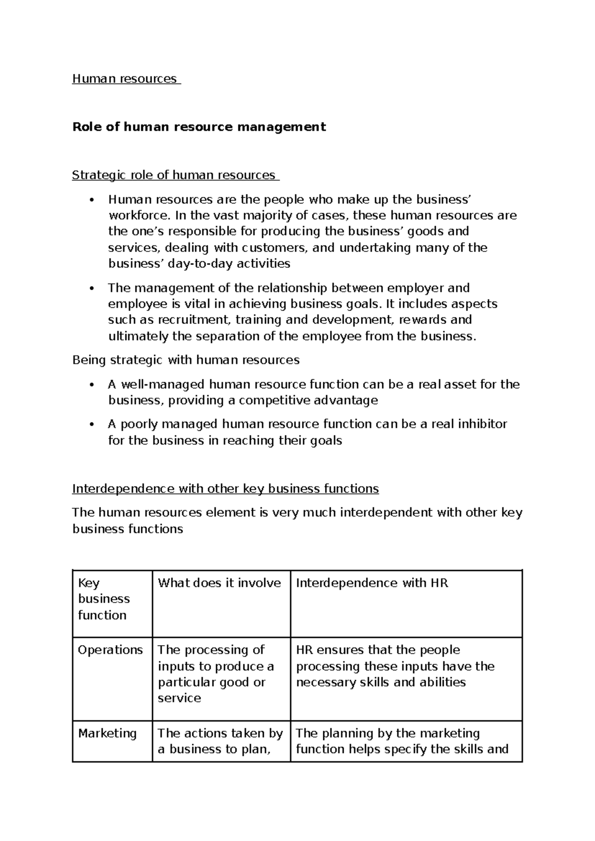 Human Resources Management: Strategic Roles and Functions - Studocu