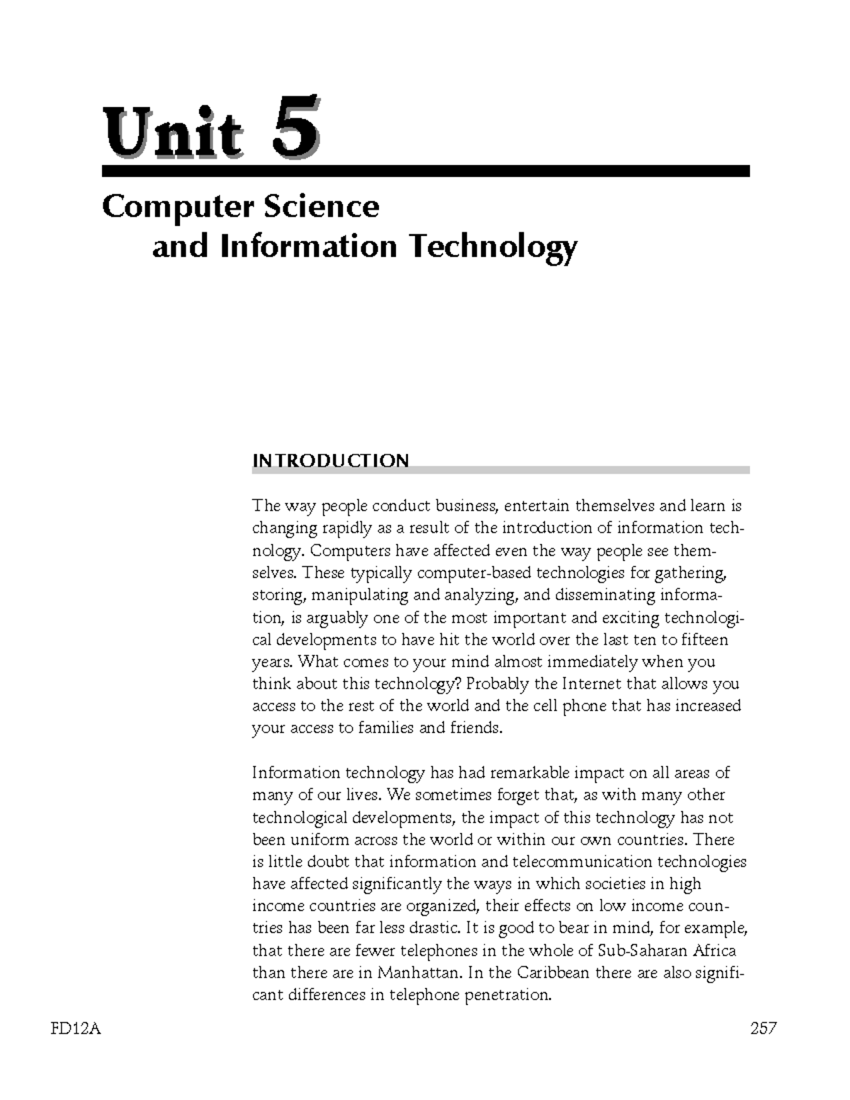 Unit 5: Computer Science & IT Overview - FD12A Course Notes - Studocu