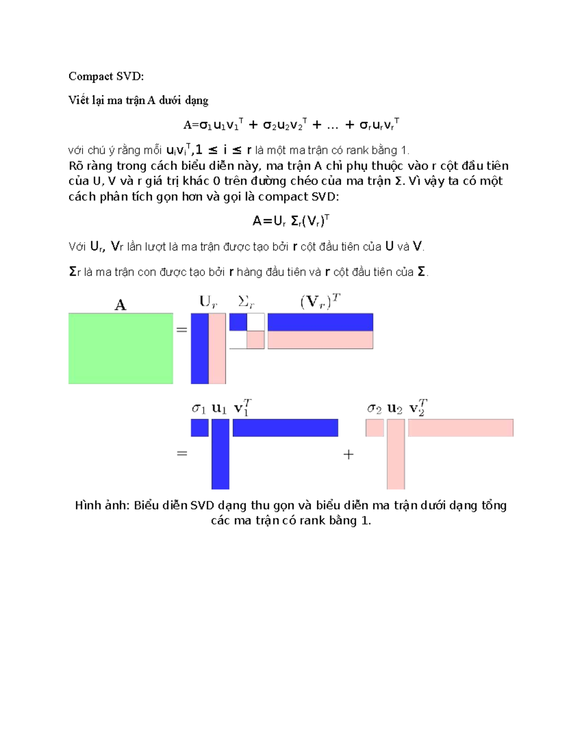 Compact SVD: Phân Tích Ma Trận A Dưới Dạng Rank 1 - ASDSAD - Studocu