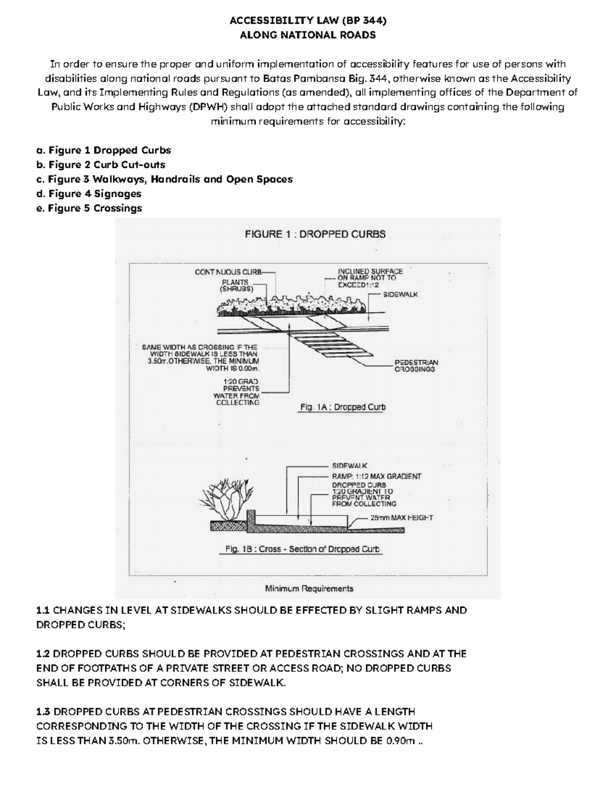Accessibility Law BP 344: Implementation along National Roads - Studocu
