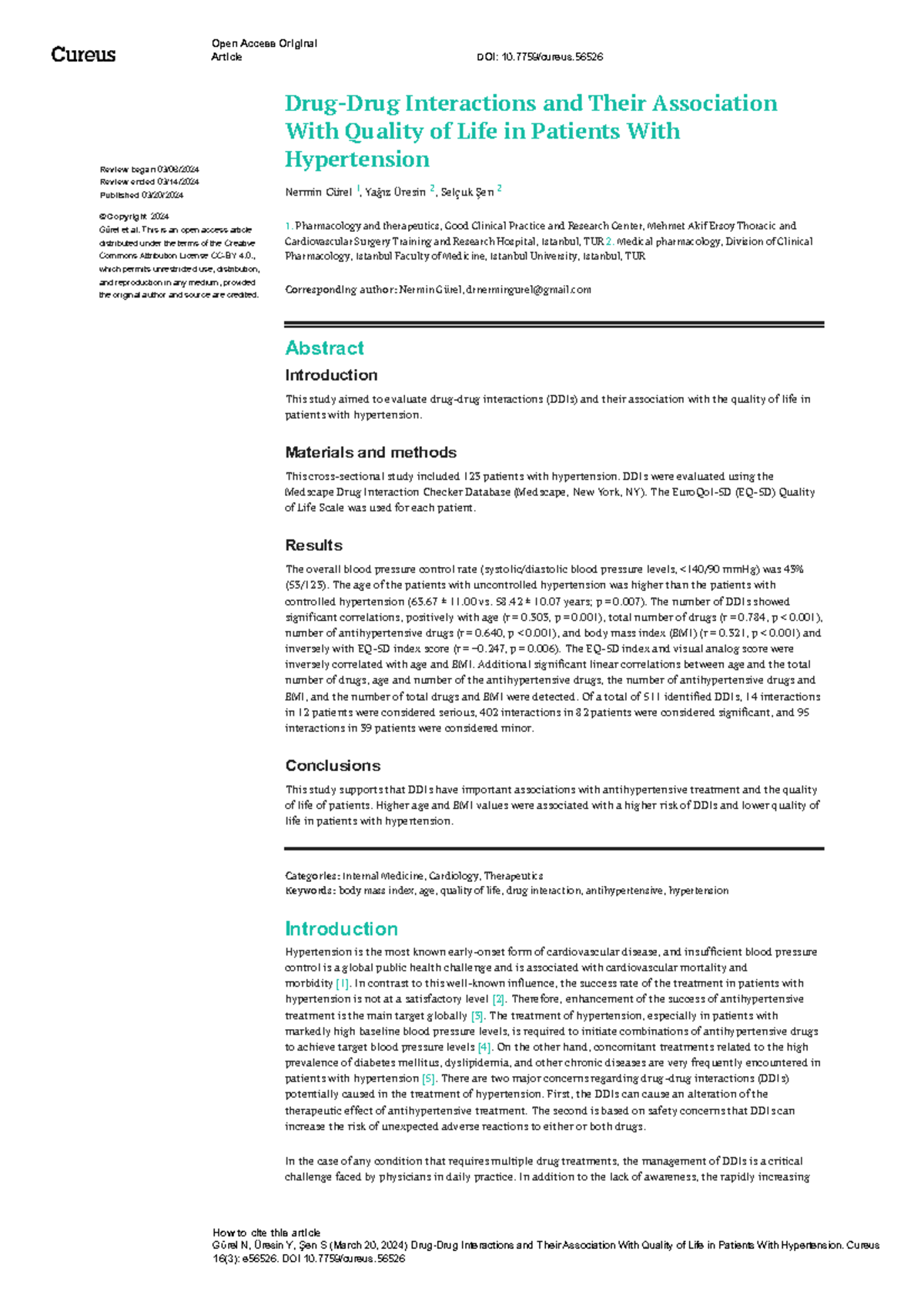Interactions and Quality of Life in Hypertensive Patients: A Study ...