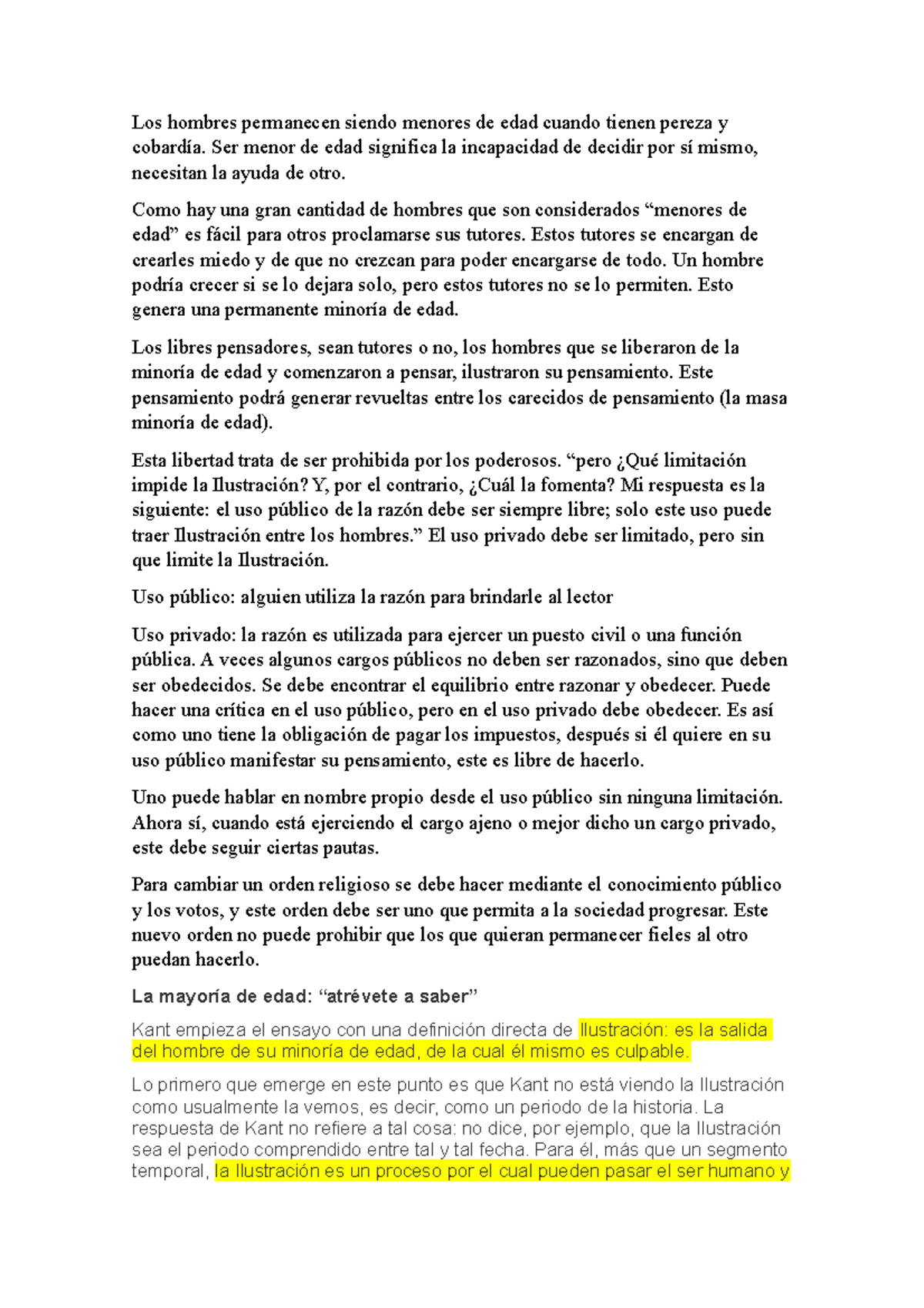 Kant y la Ilustración: Resumen del proceso de emancipación العقل - Document Preview