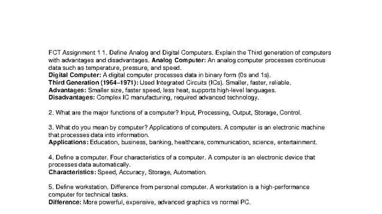 FCT Assignment 1: Overview of Computer Types and Functions - Studocu