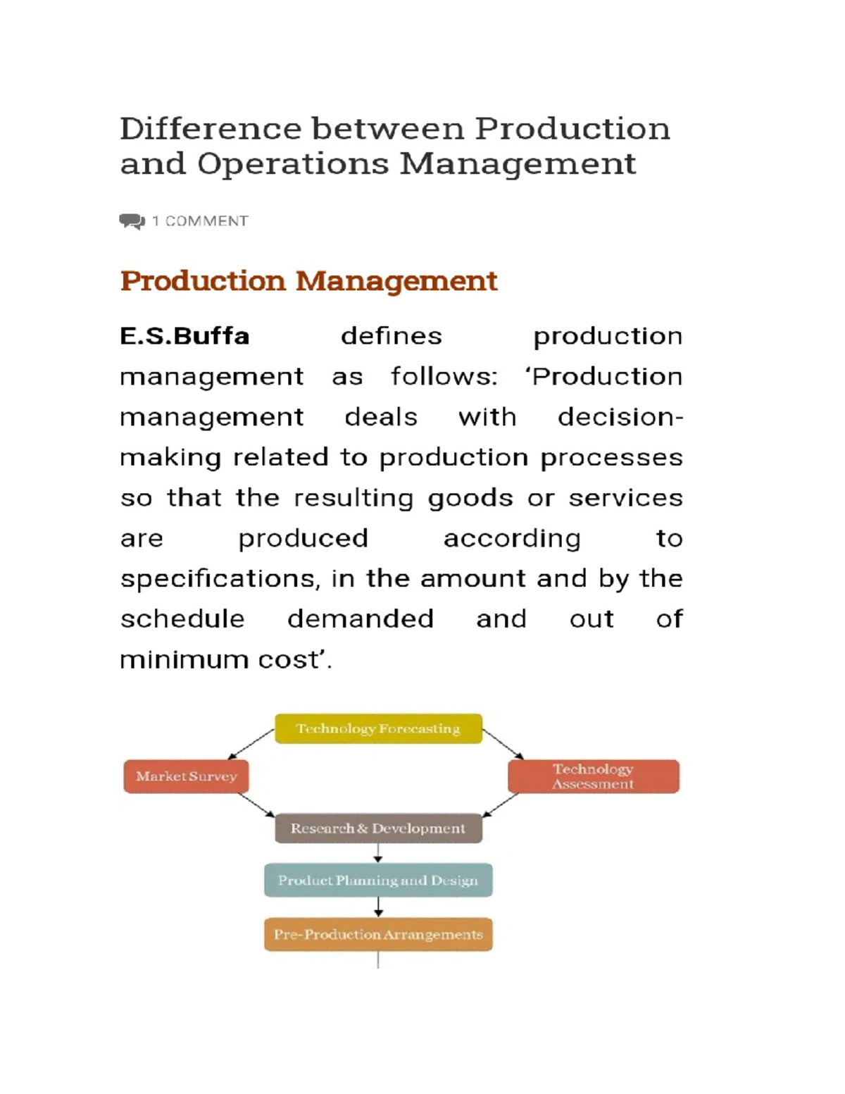 Difference Between Production and Operations Management: Unit 1 ...
