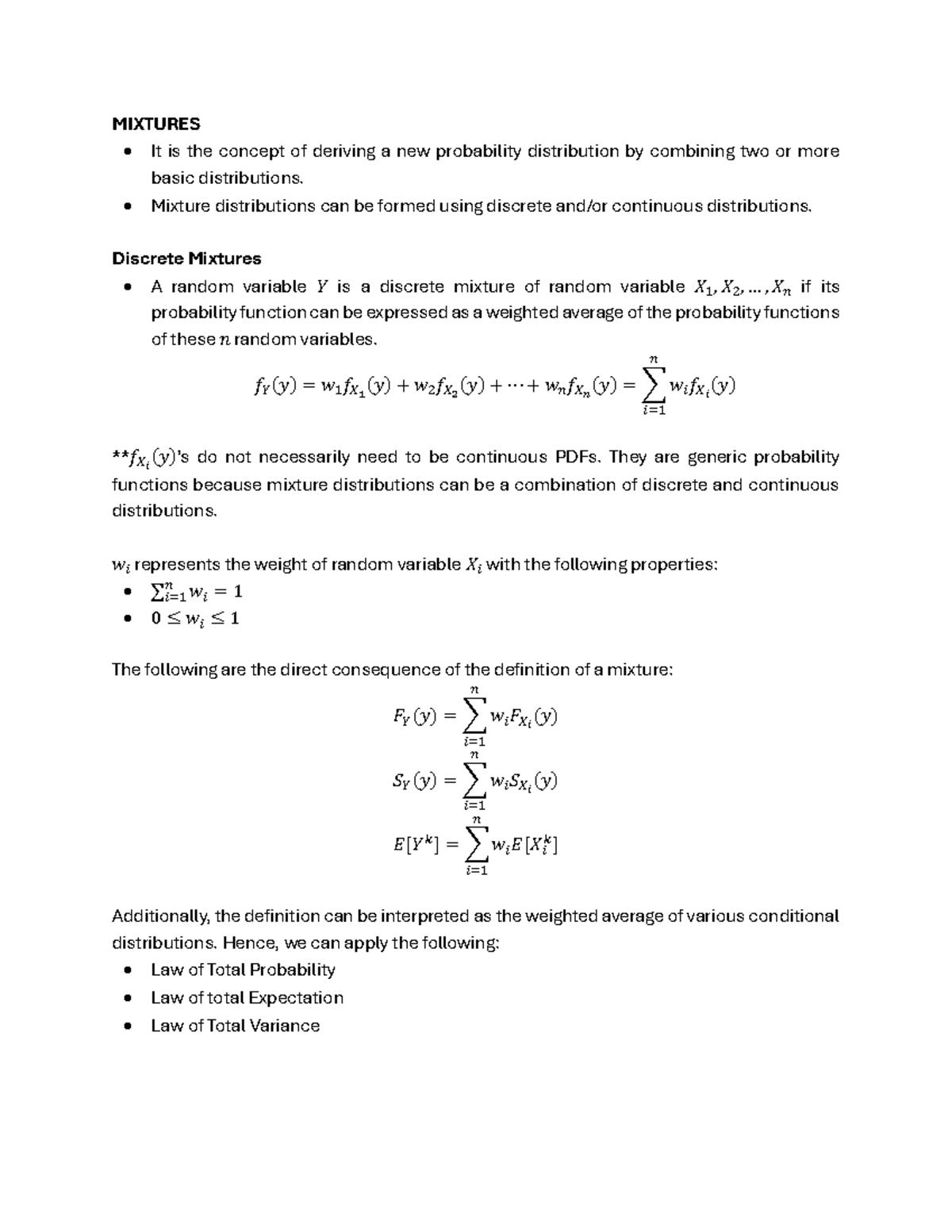 Mixtures (Short Term Actuarial Mathematics) - MIXTURES It is the ...