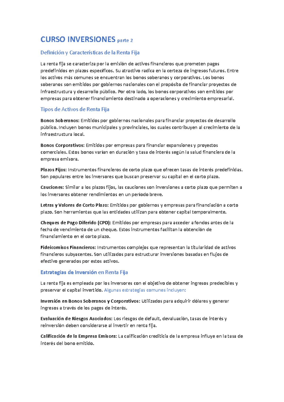 Curso Inversiones: Renta Fija y Estrategias de Inversión - Parte 2 ...