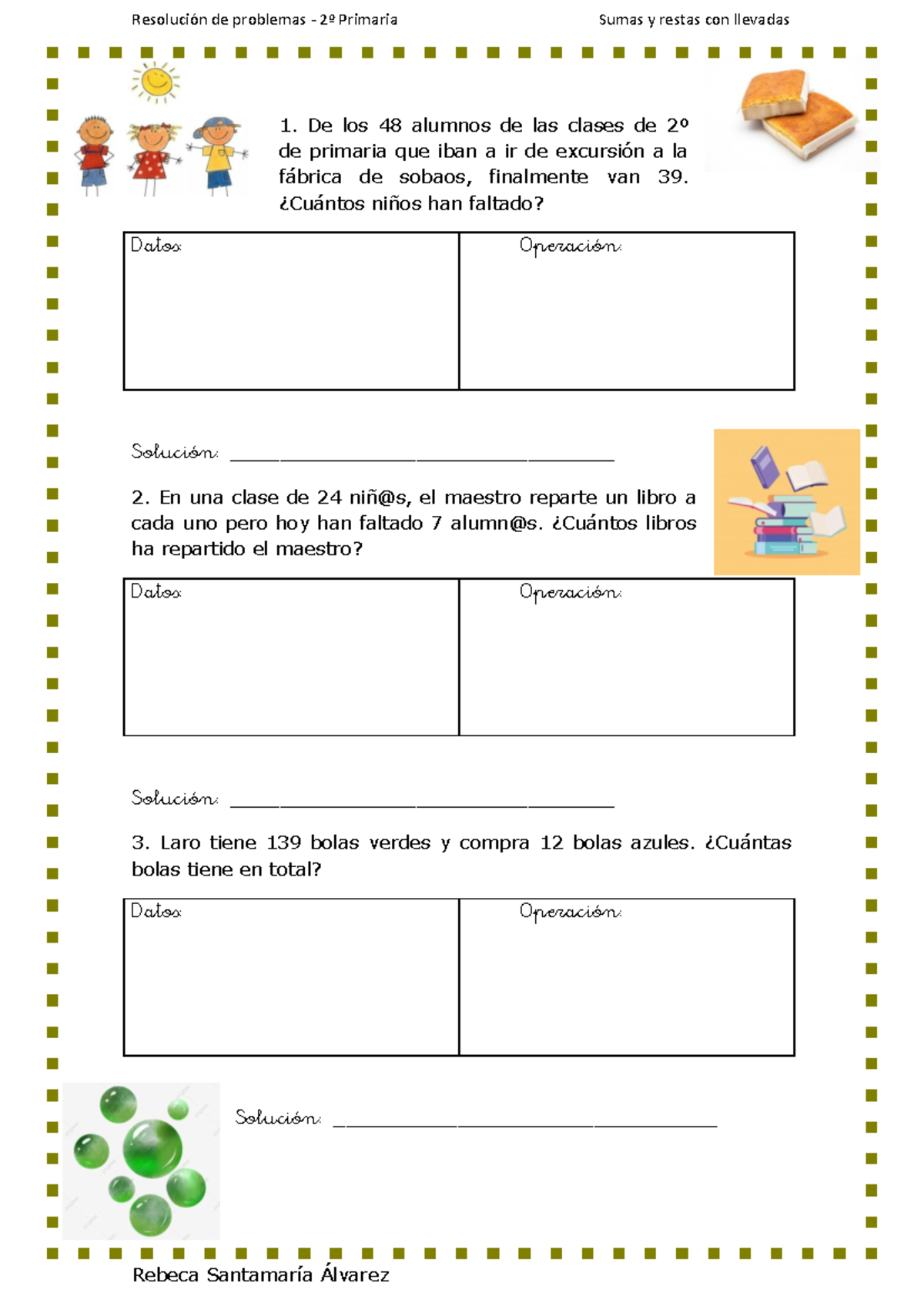 Problemas de Sumas y Restas con Llevadas 2º Primaria - Studocu