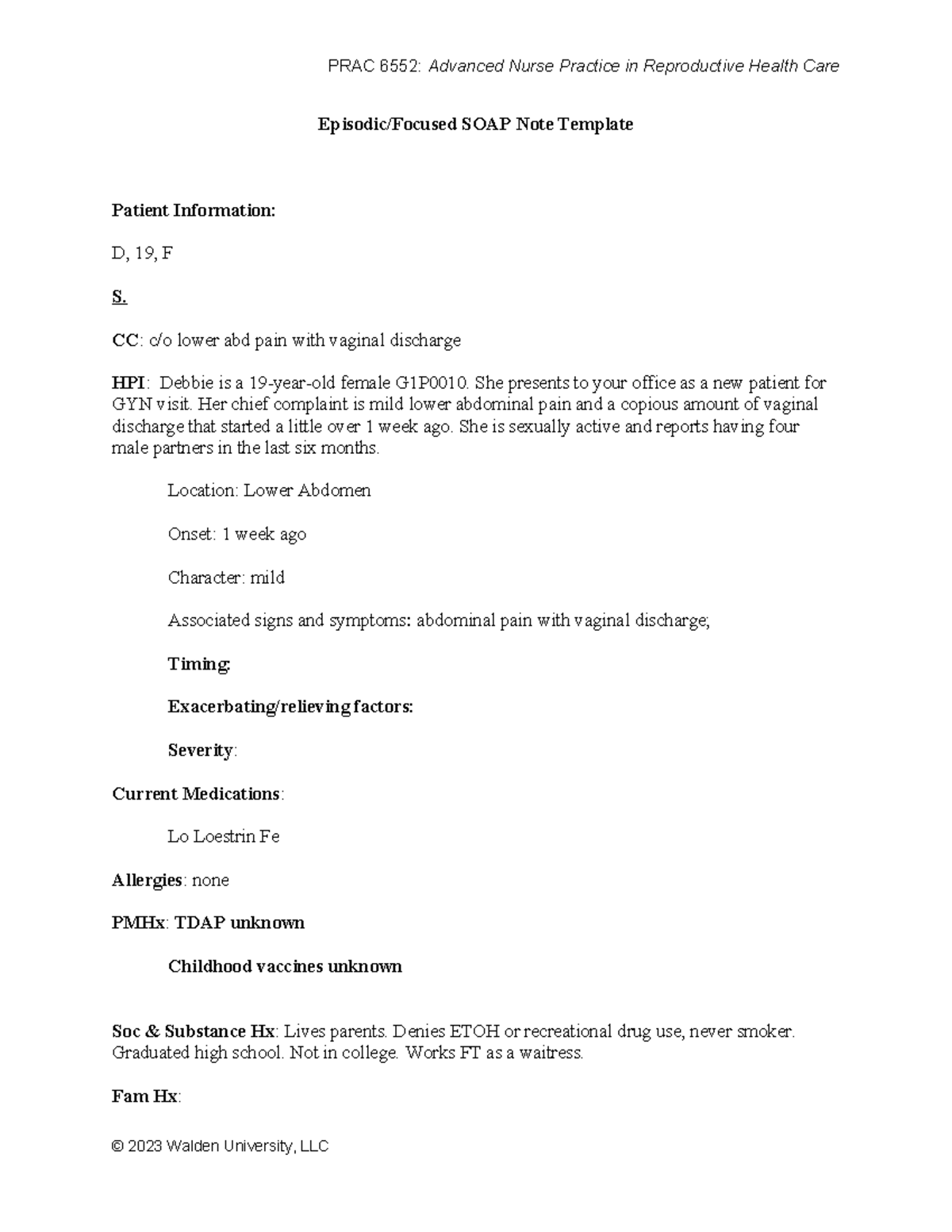 Case Study 2: GYN Focus on Lower Abdominal Pain and Discharge - Studocu