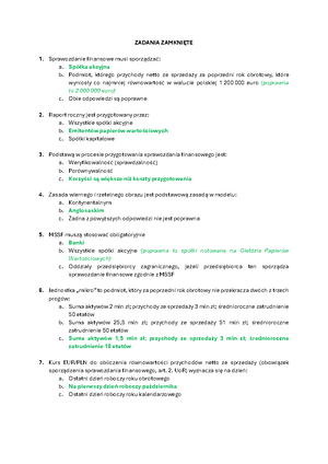 Zadanie rzis kalkulacyjny - Dane dotyczące kształtowania się wyniku ...