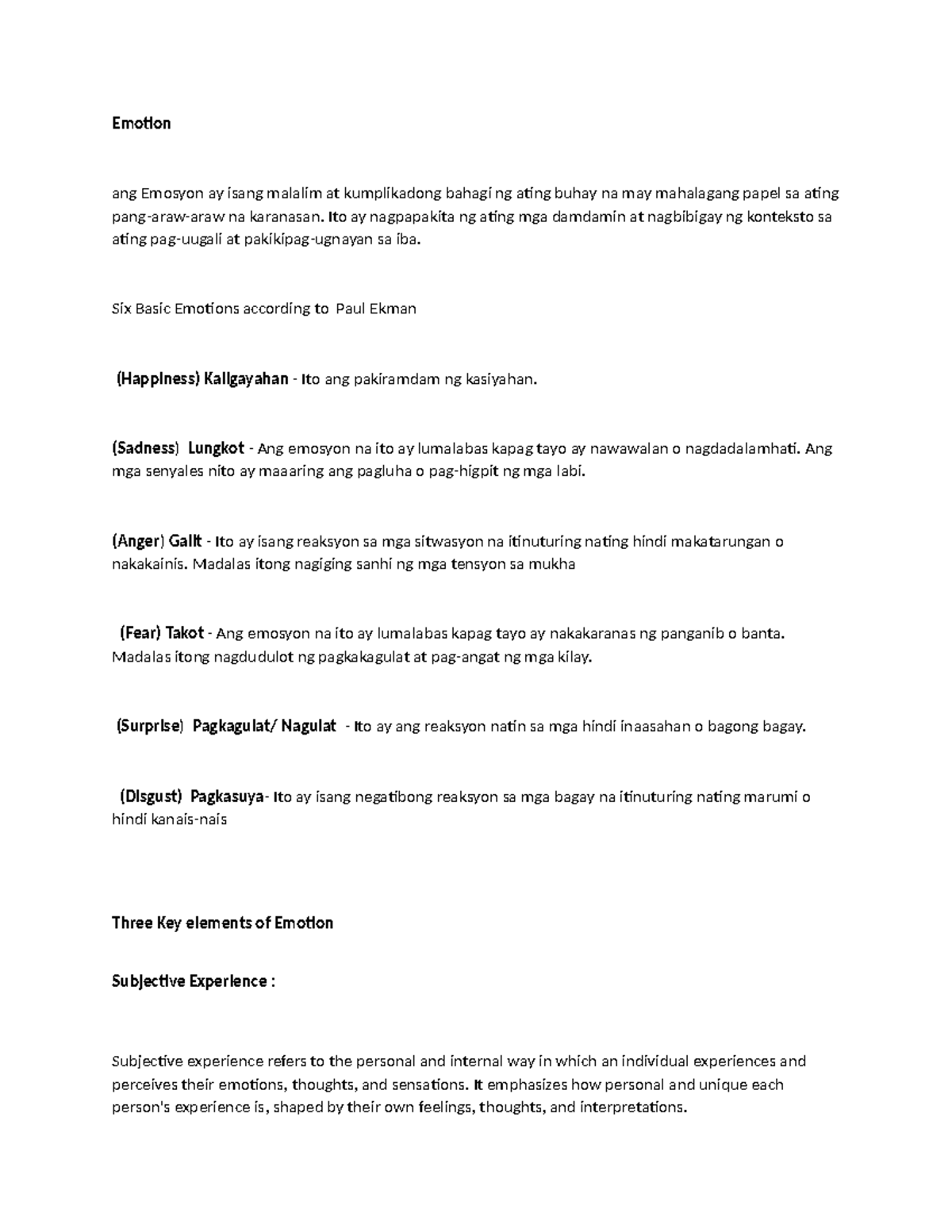 Emotion Homework - Key Concepts and Basic Emotions - Studocu