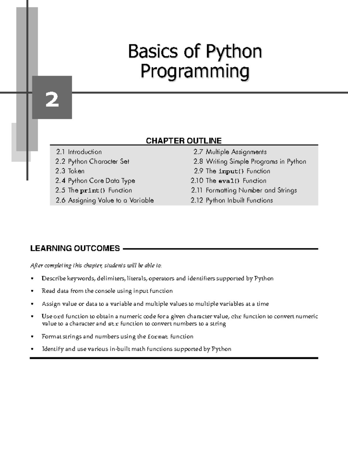 Unit 2 Notes: Basics of Python Programming - Chapter Overview - Studocu