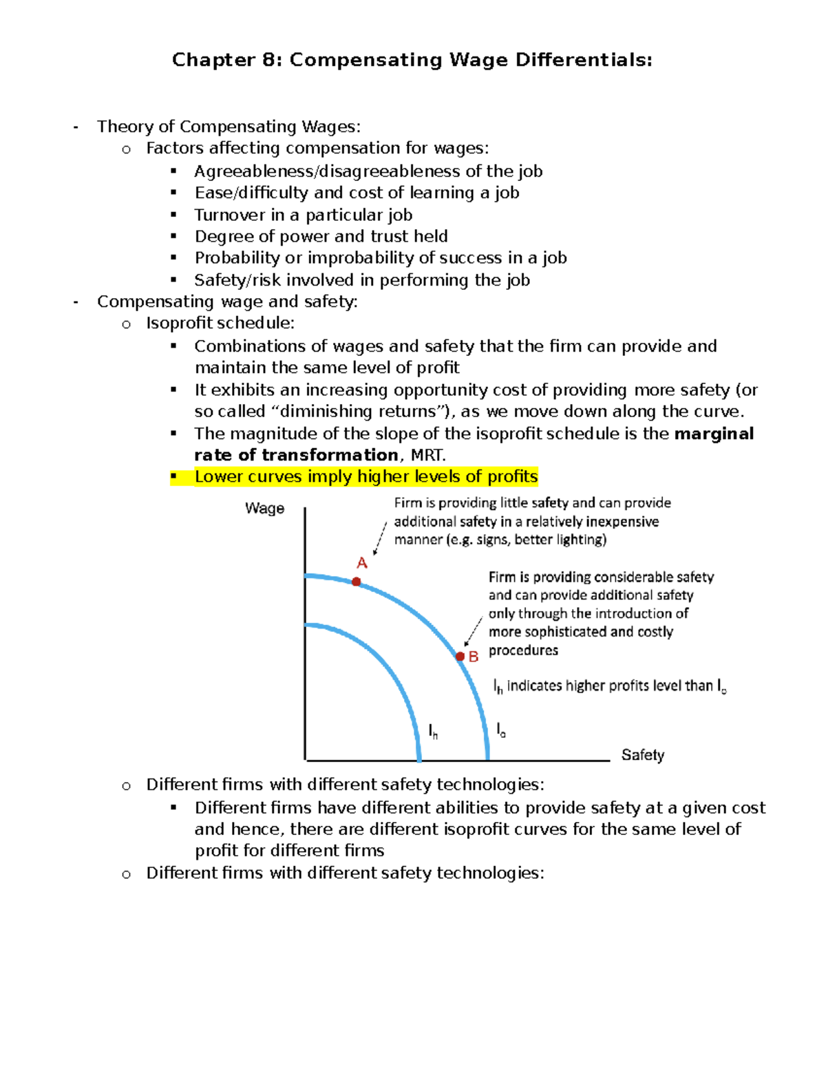 Chapter 8: Compensating Wage Differentials and Safety Regulations - Studocu