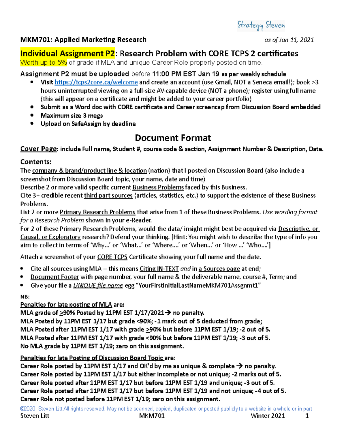 MKM701-P2: Core Research Problems & Assignment Details - Winter 21 ...