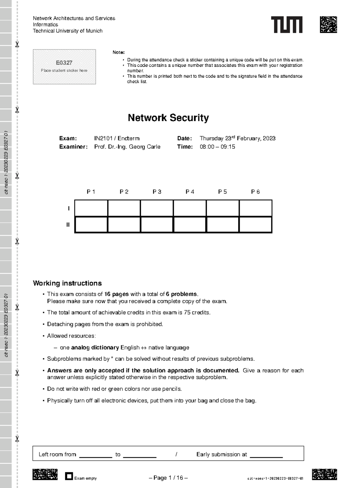Netsec 3 - Exercise 3: Network Security Exam Overview - Studocu