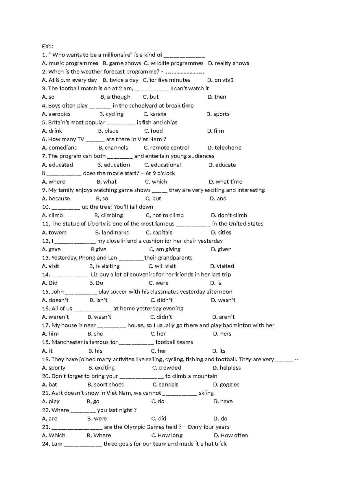 Đề cương giữa kỳ 2 lớp 6 - Midterm 2 Review for Grade 6 - Studocu