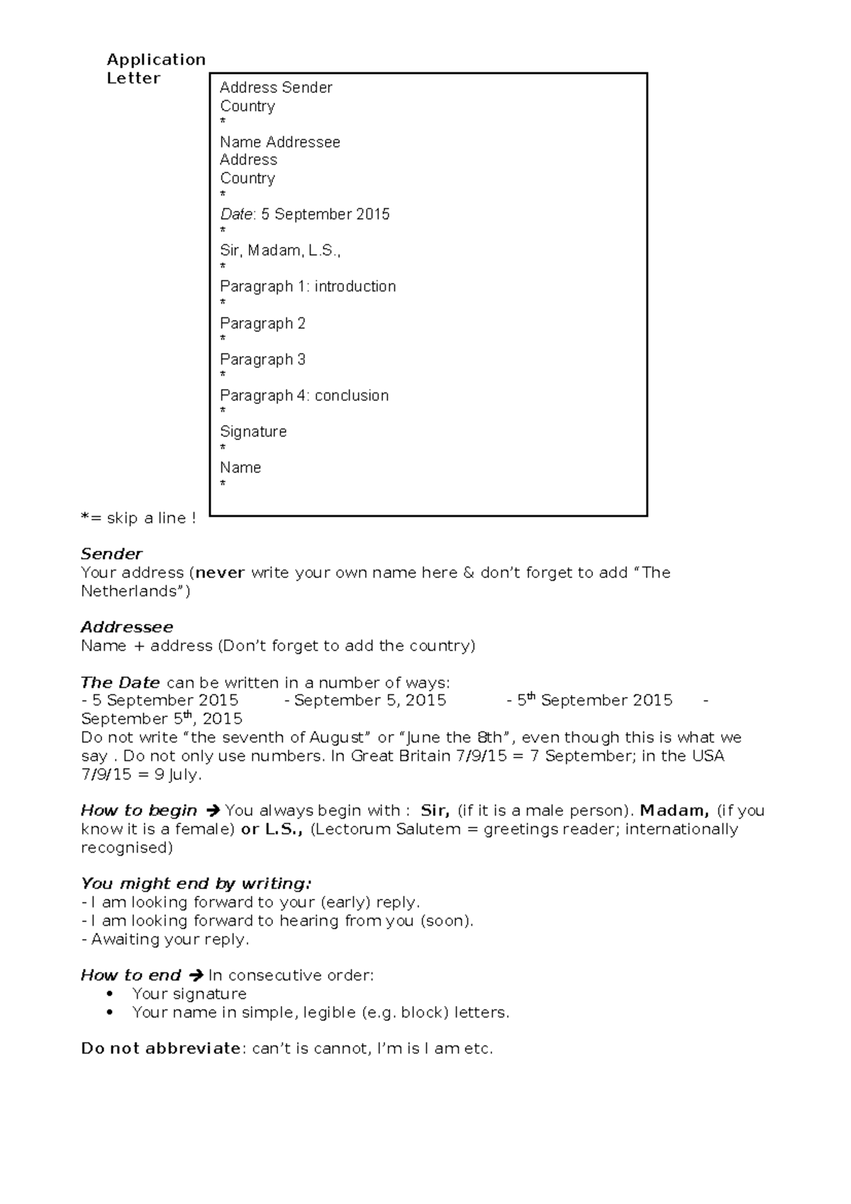 5V 25 26 Application Letter Guidelines and Format - Studeersnel