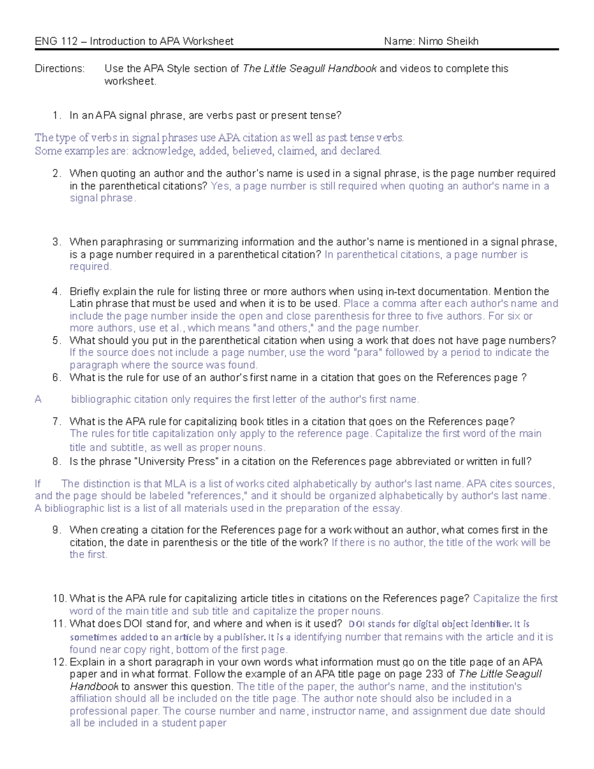 ENG 112 – Introduction to APA Formatting Worksheet Guide - Studocu