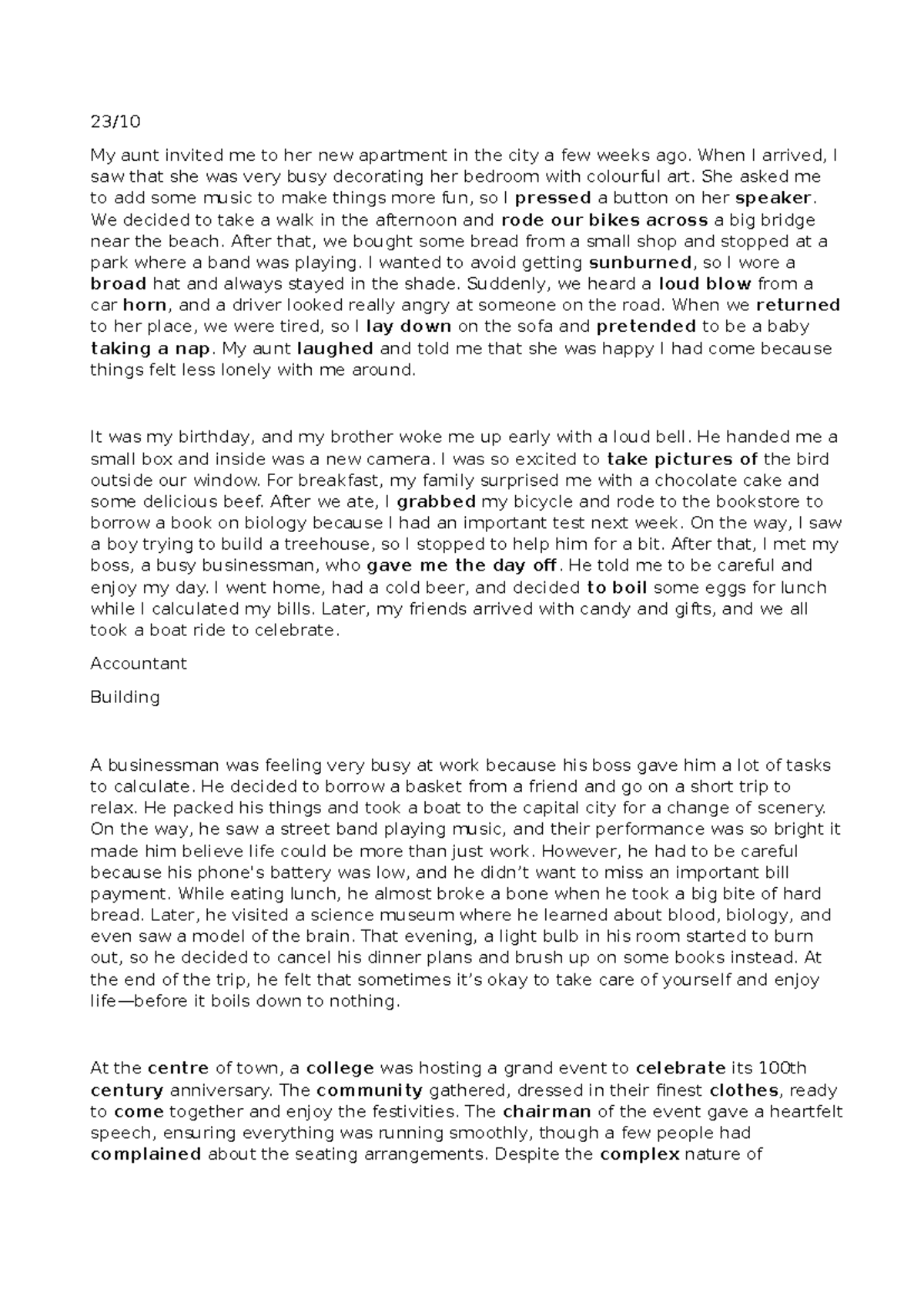 23 - Personal Experiences and Life Reflections - Studocu