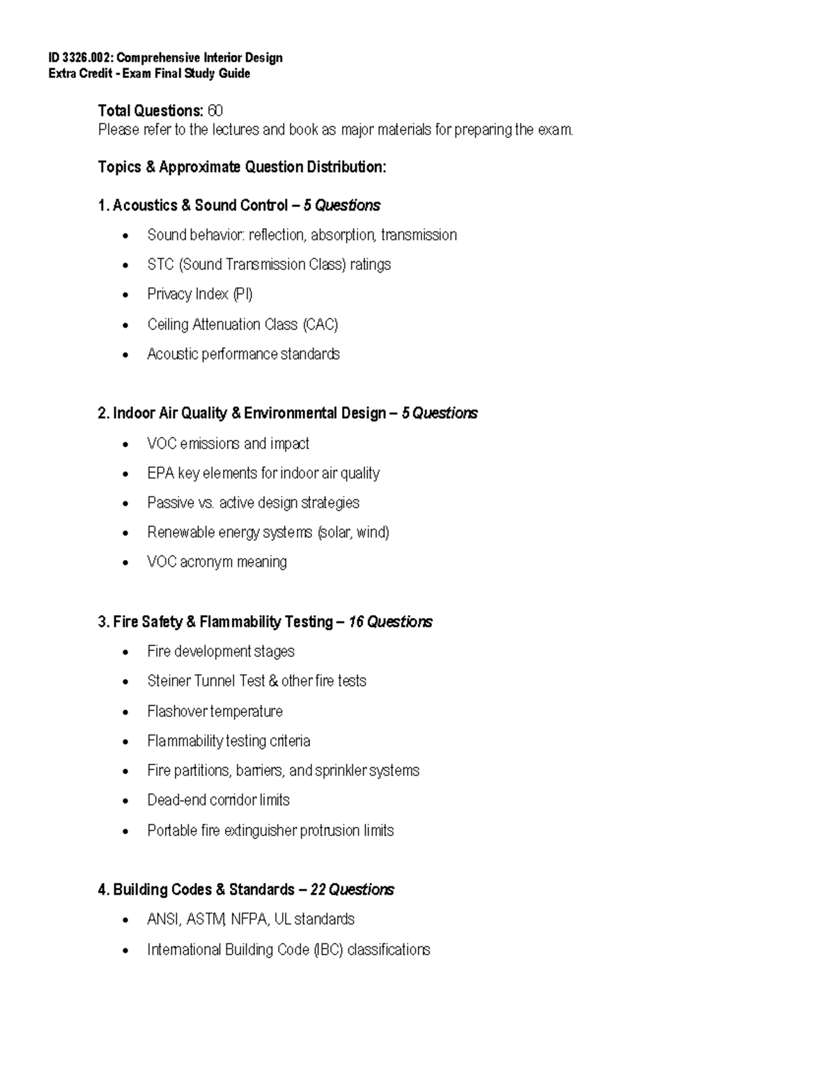 ID 3326.002: Final Exam Study Guide for Interior Design - Studocu