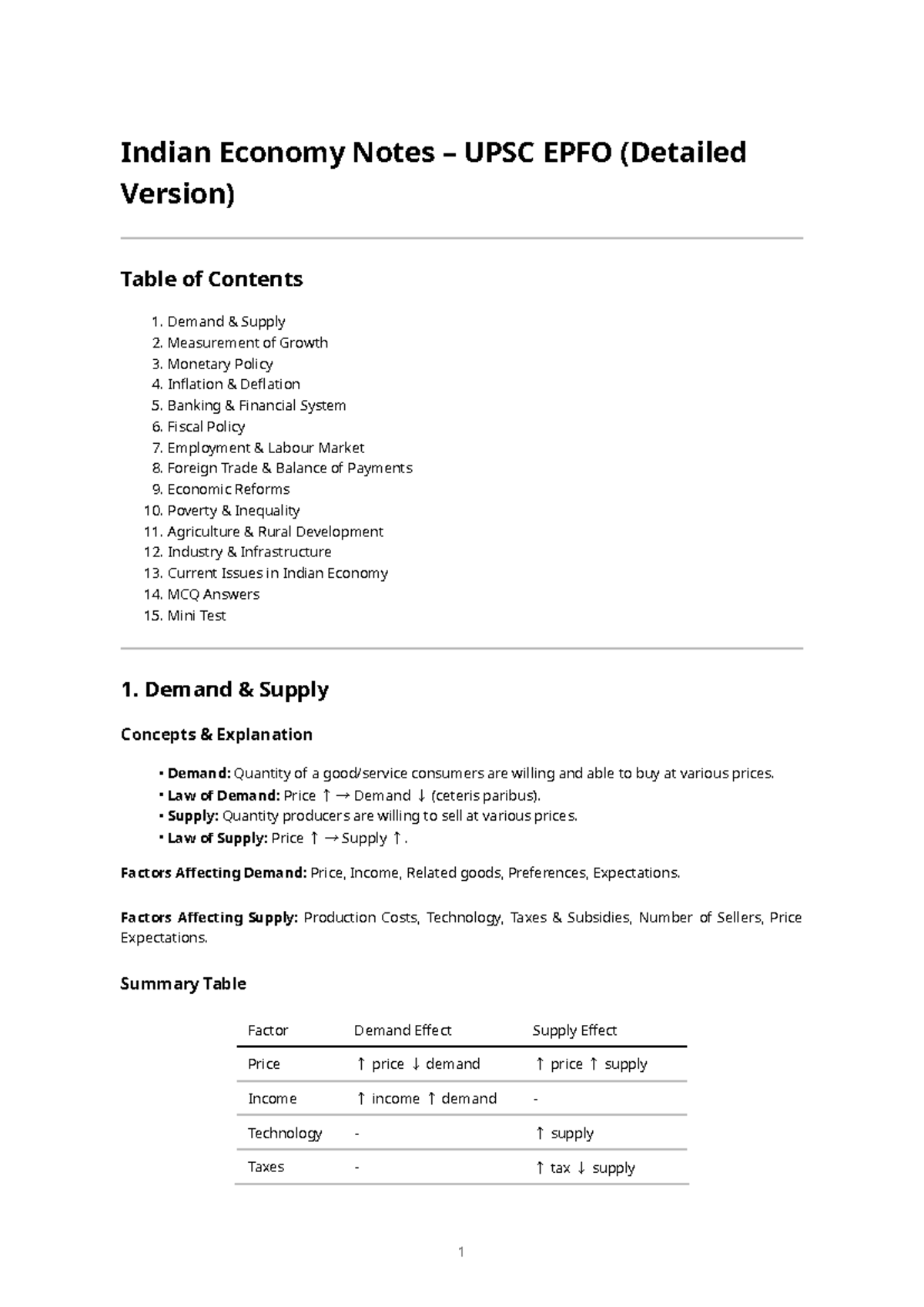 Indian Economy Notes UPSC EPFO (Comprehensive Guide) - Studocu