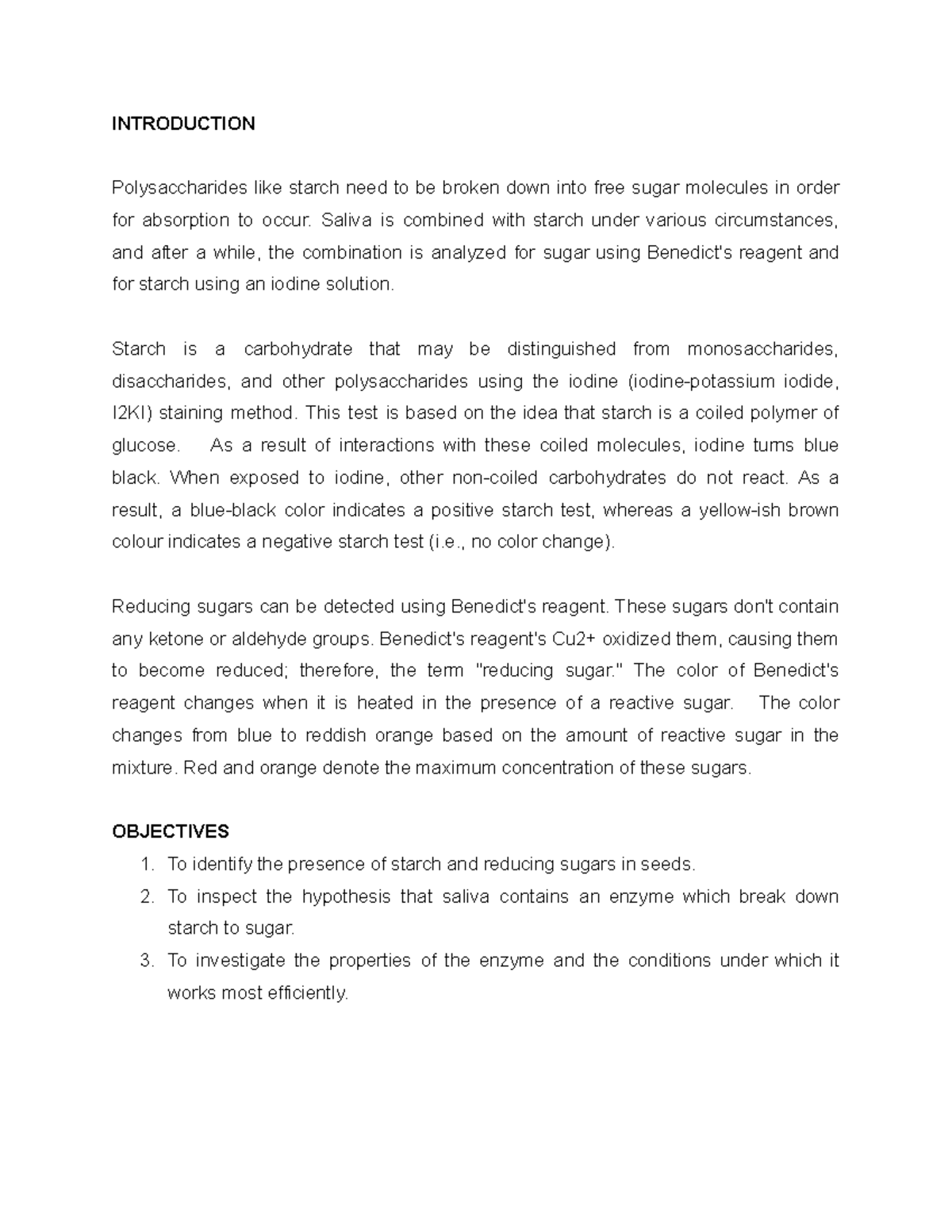 BIO270 Lab Report: Analyzing Starch and Reducing Sugars in Seeds - Studocu