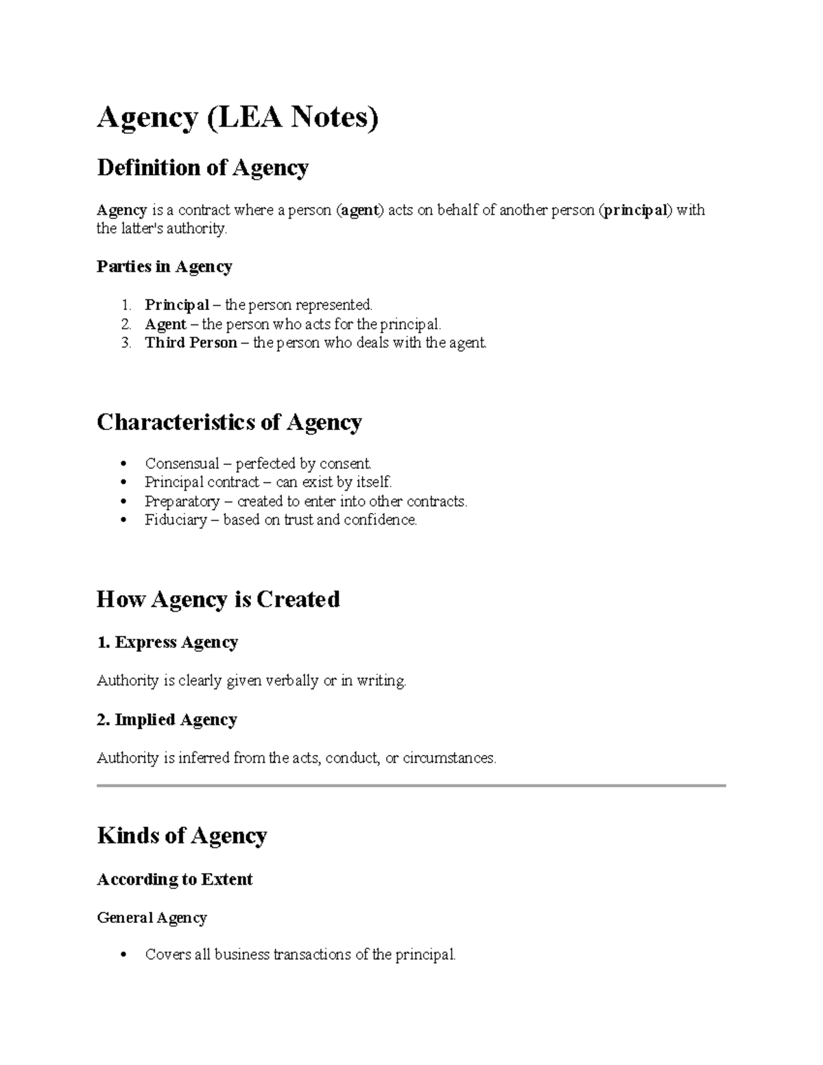 Agency (LEA Notes): Understanding the Definition and Characteristics ...