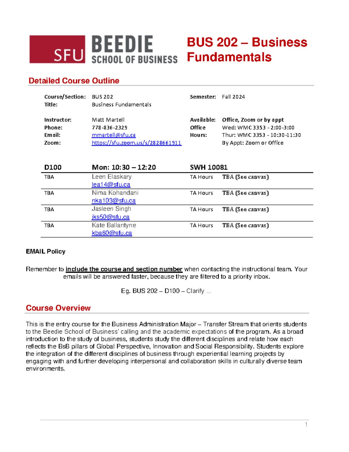 BUS 202 - Syllabus and Course Overview for Business Fundamentals - Studocu