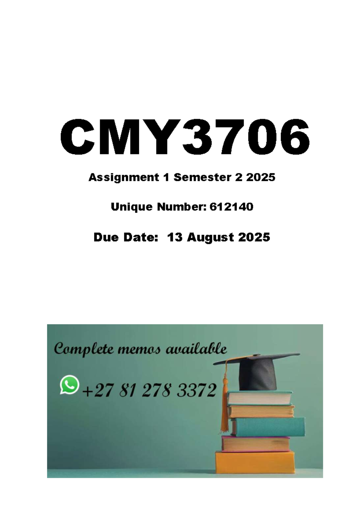 CMY3706 Assignment 1 MEMO: Aggravated Robbery Analysis - Studocu