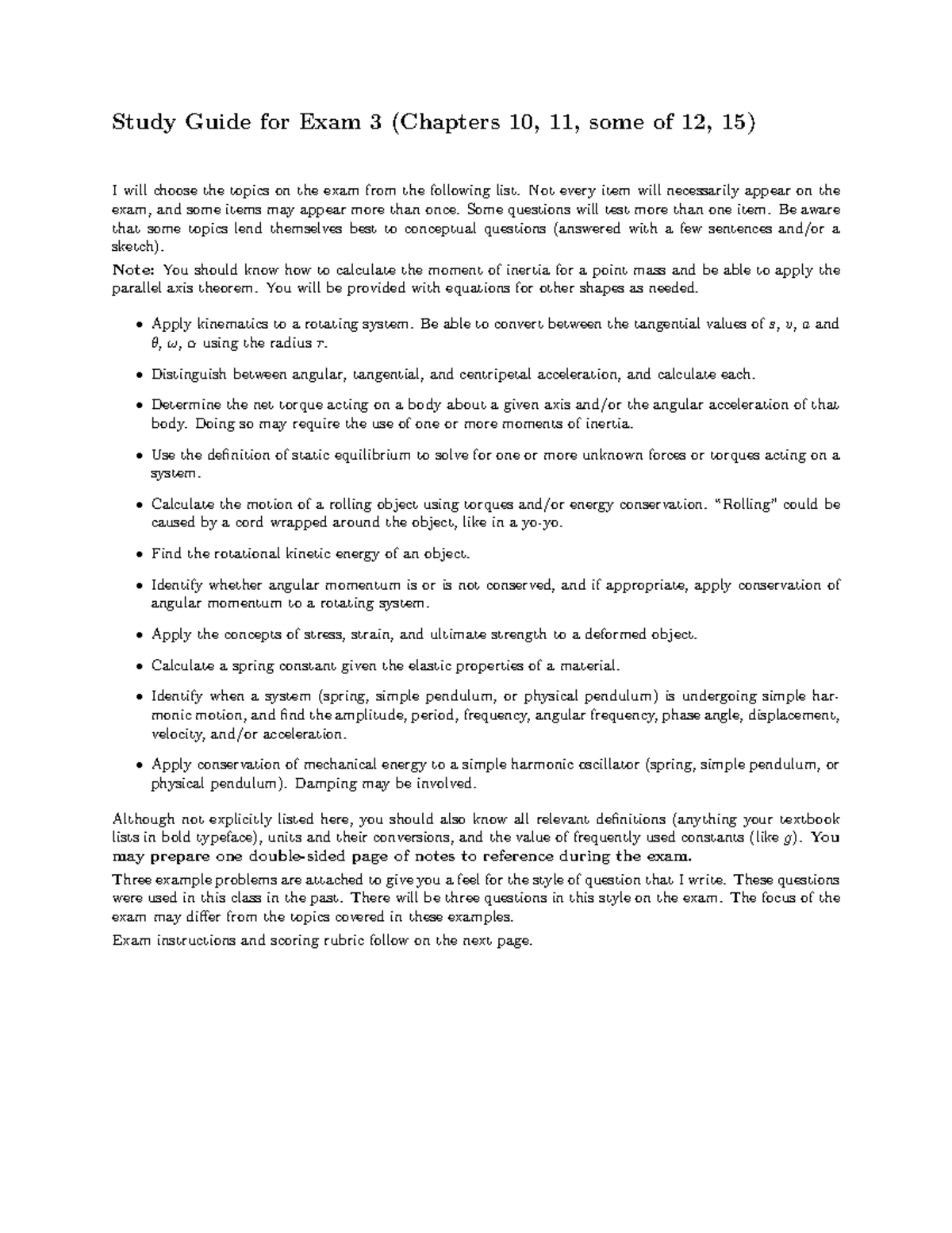 Exam 3 Study Guide - Practice Problems & Key Concepts - Studocu
