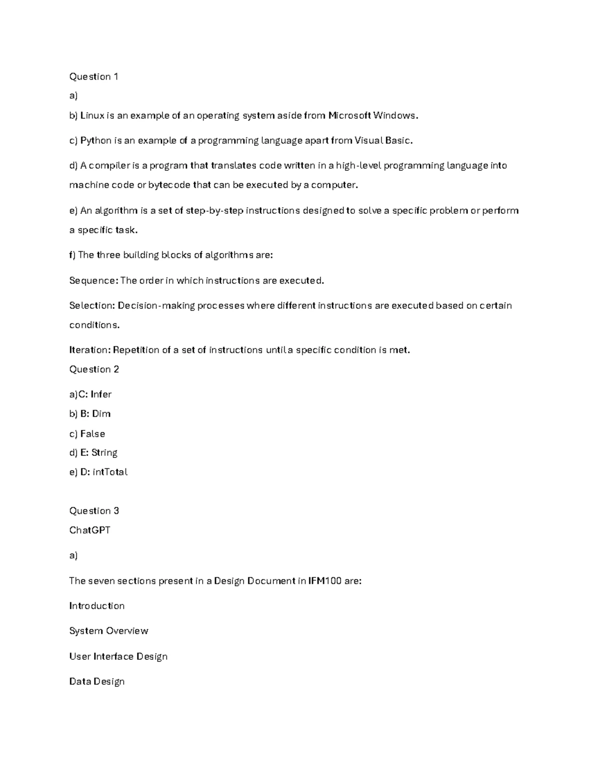 Informatics 1A IFM01A 2021 Semester Test 2 - Paper A Draft - Studocu
