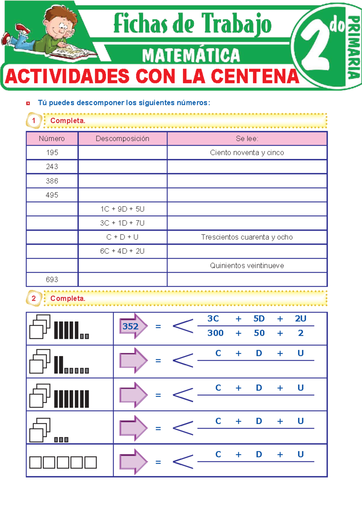 Actividades con la centena para Segundo Grado de Primaria - Tú puedes ...