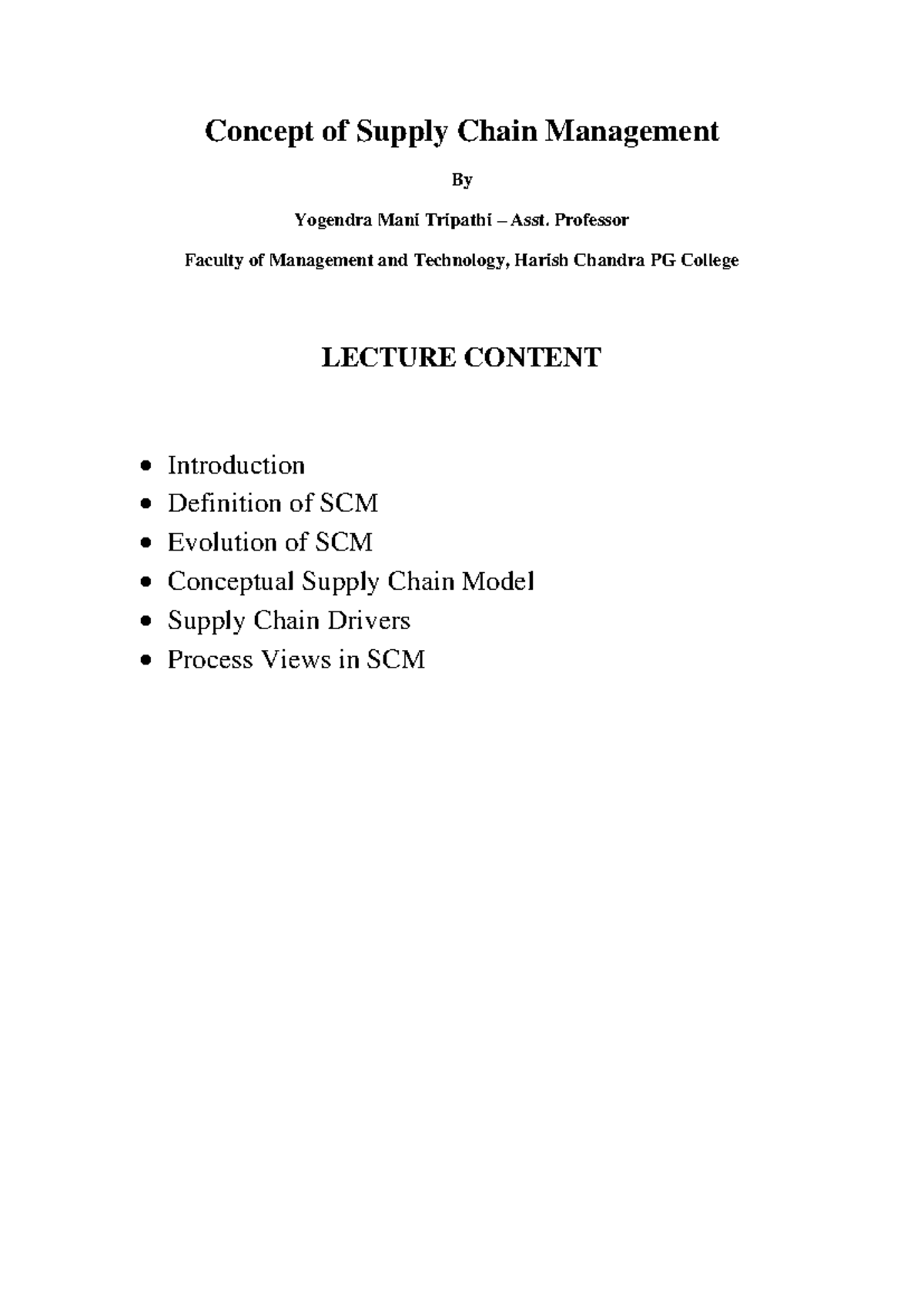 Concept of Supply Chain Management - Concept of Supply Chain Management ...