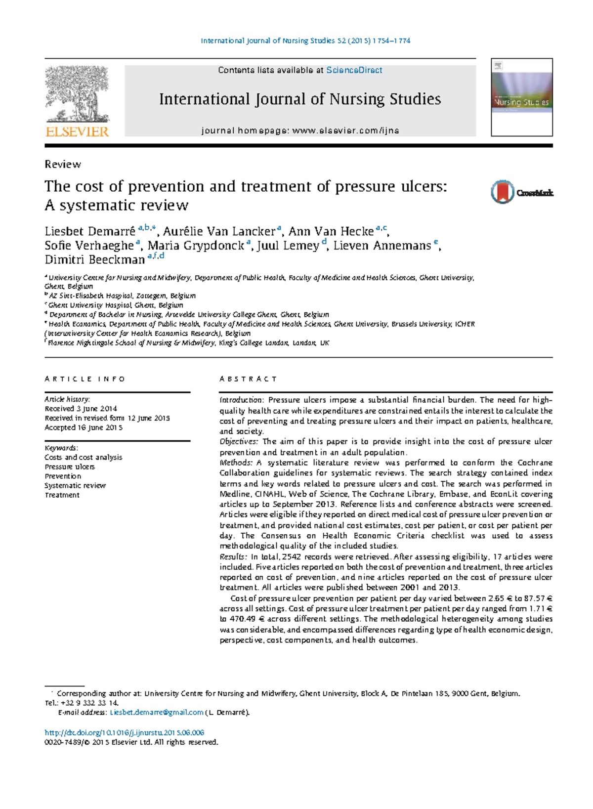 Cost Analysis of Pressure Ulcer Prevention and Treatment: A Systematic ...