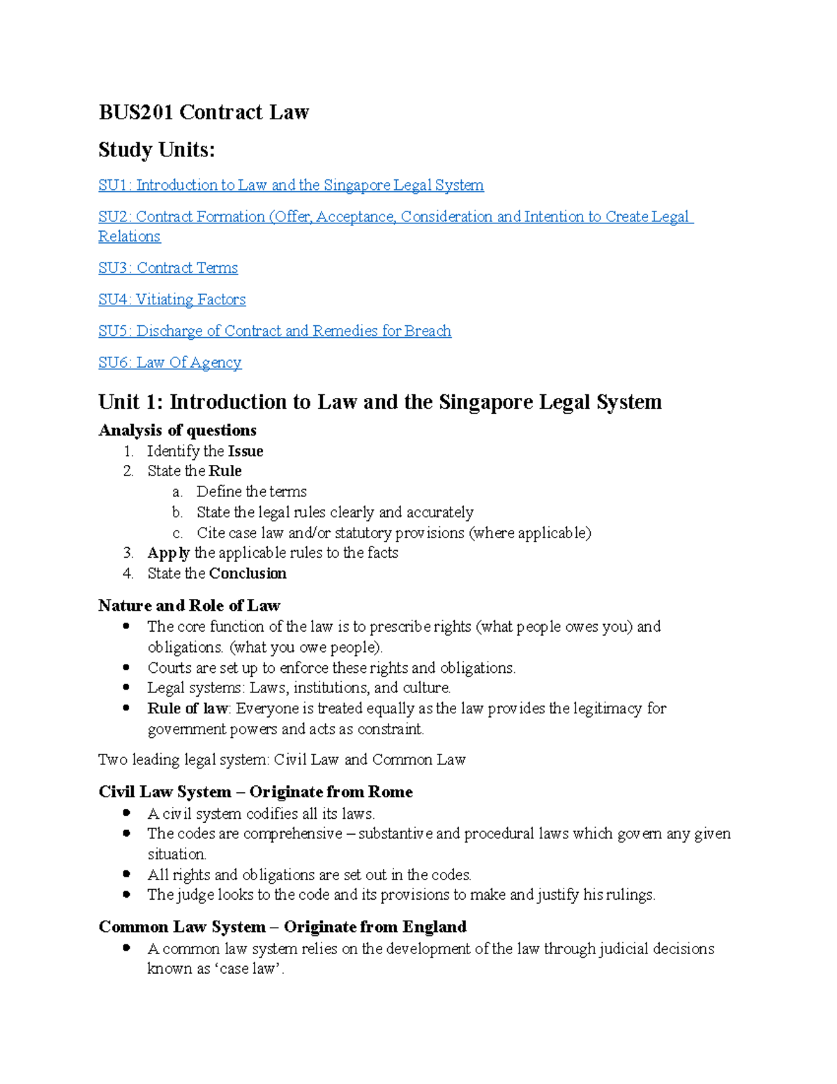 BUS201 Contract Law Study Notes: Key Concepts & Jurisdiction - Studocu
