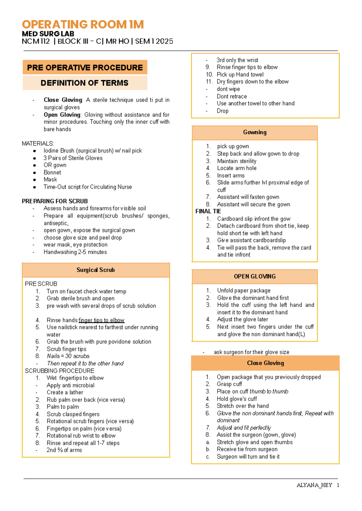 NCM 112 Block MR HO Sem 1 2025: Preoperative Procedure Guide - Studocu
