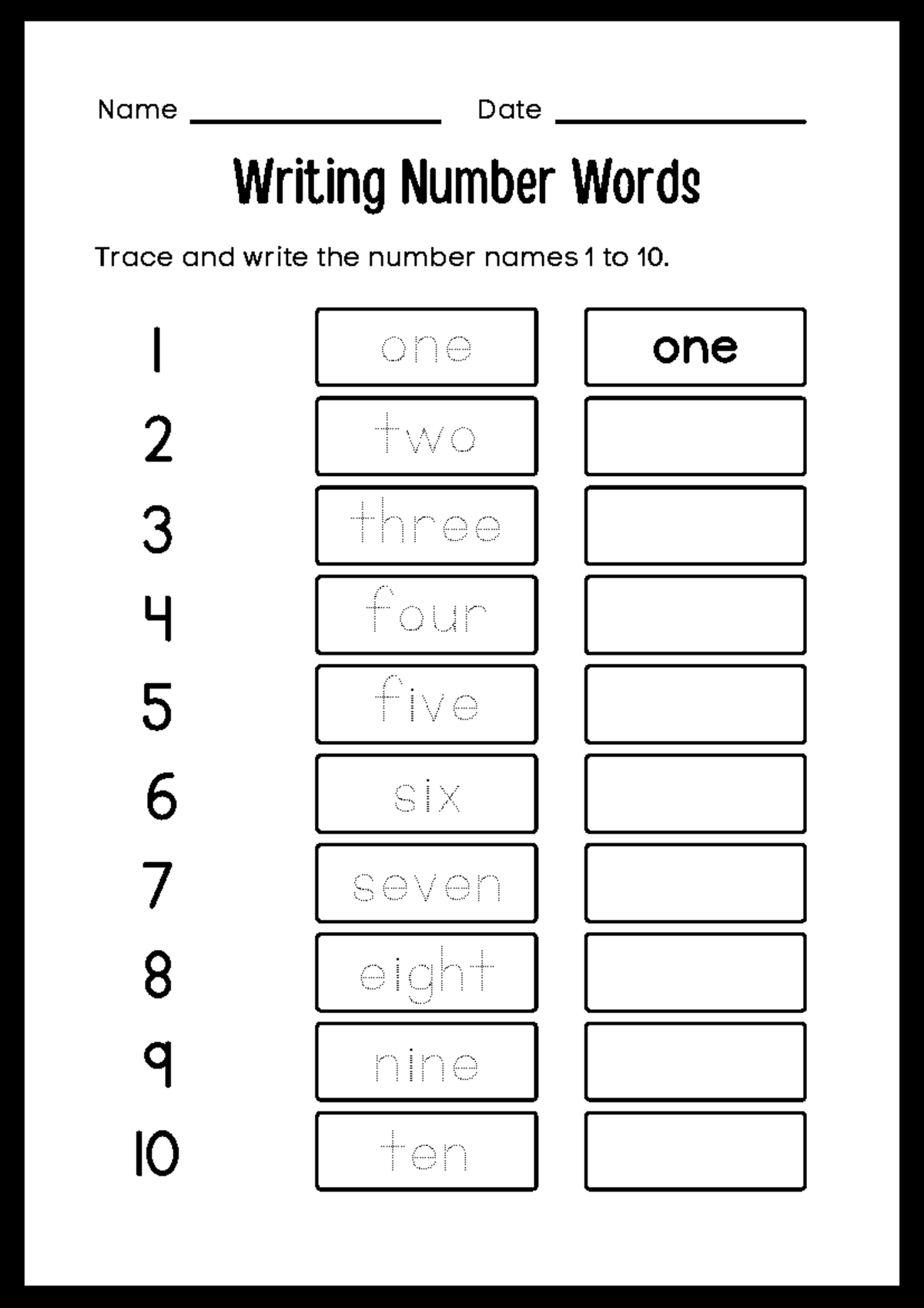 Writing Numbers 1 to 20 in Words Math Worksheets for Kids - Bachelor of ...