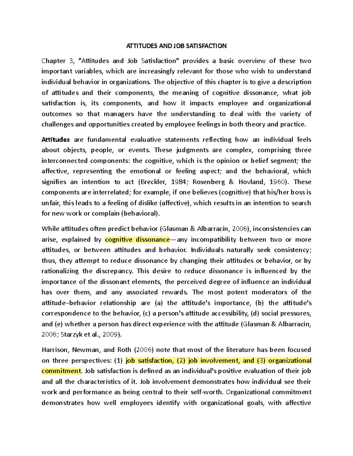 Chapter 3: Attitudes and Job Satisfaction in Organizational Behavior ...
