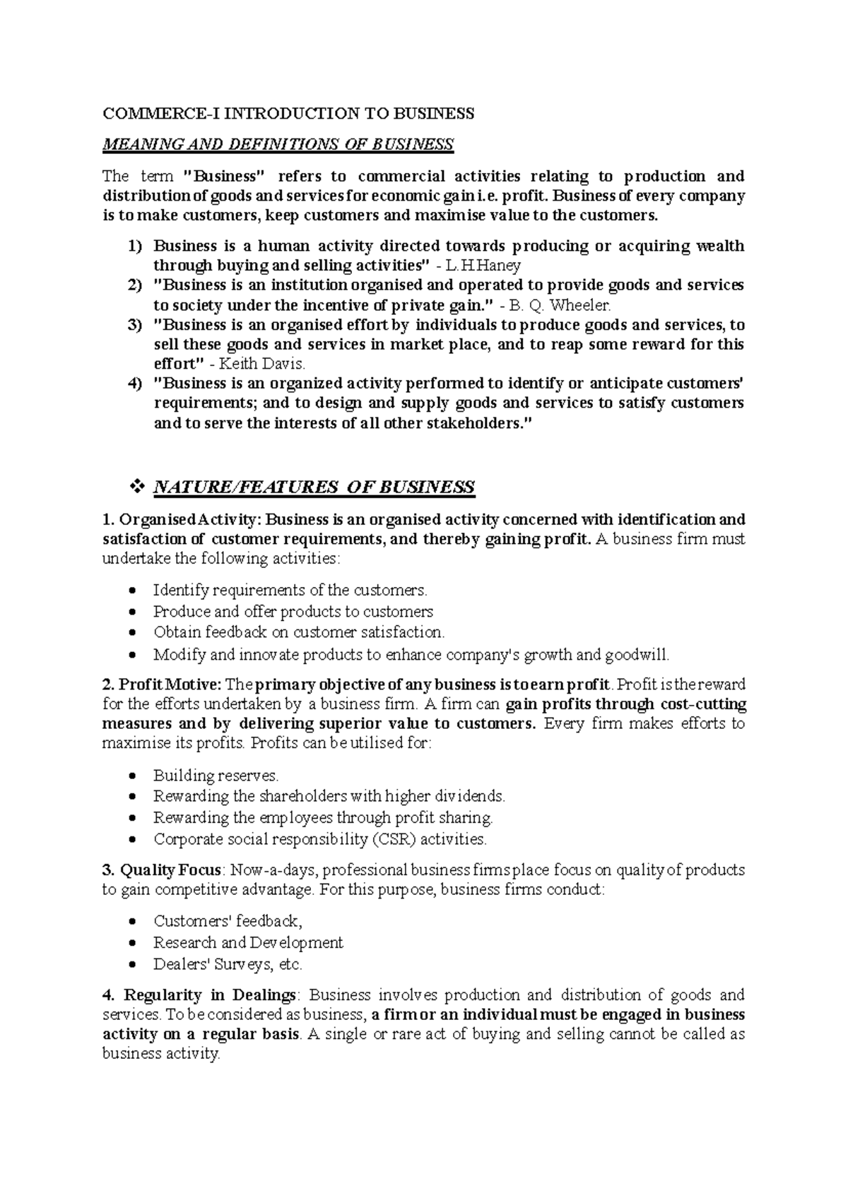 BUS 101: Introduction to Business - Key Concepts and Definitions - Studocu
