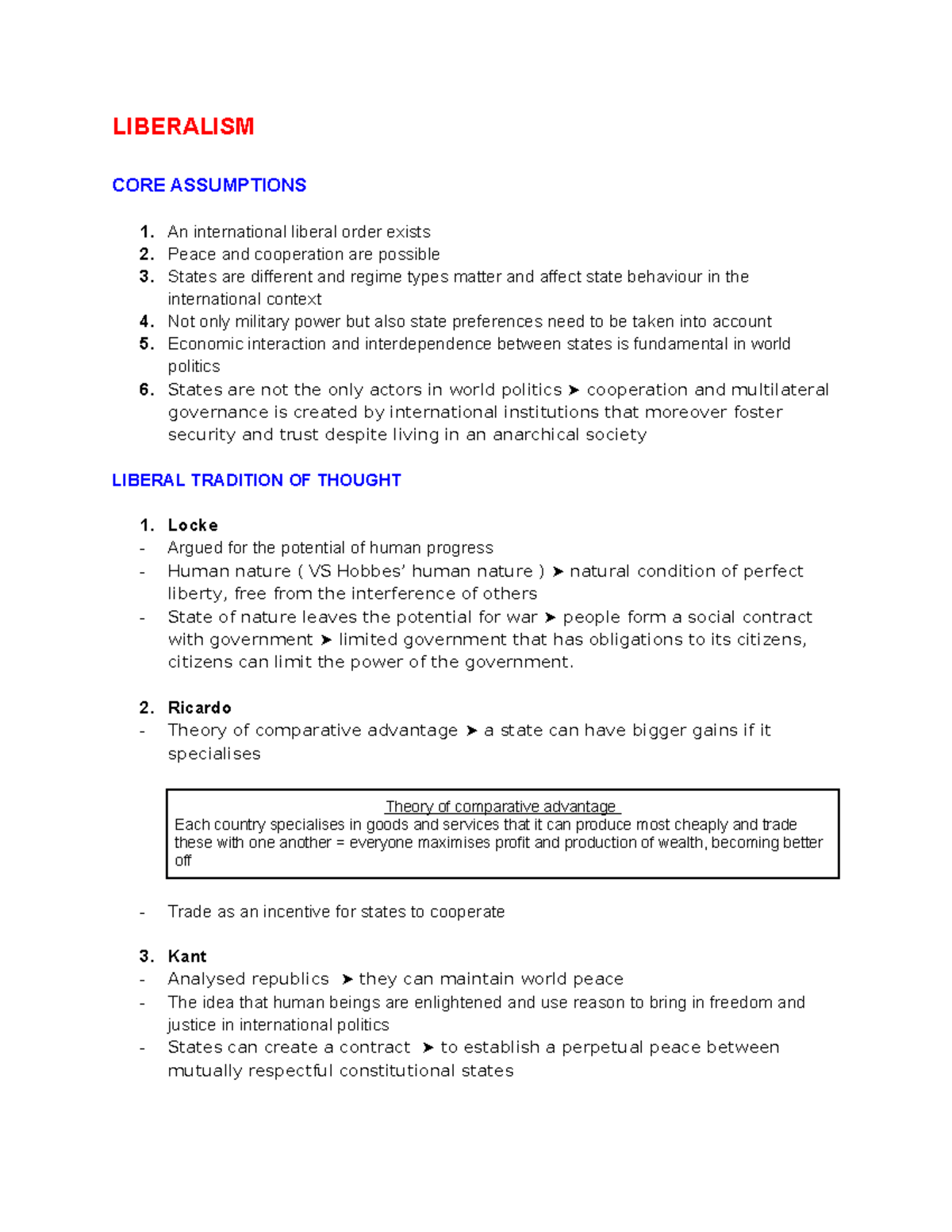 Liberalism: Key Concepts and Critiques in International Relations - Studocu