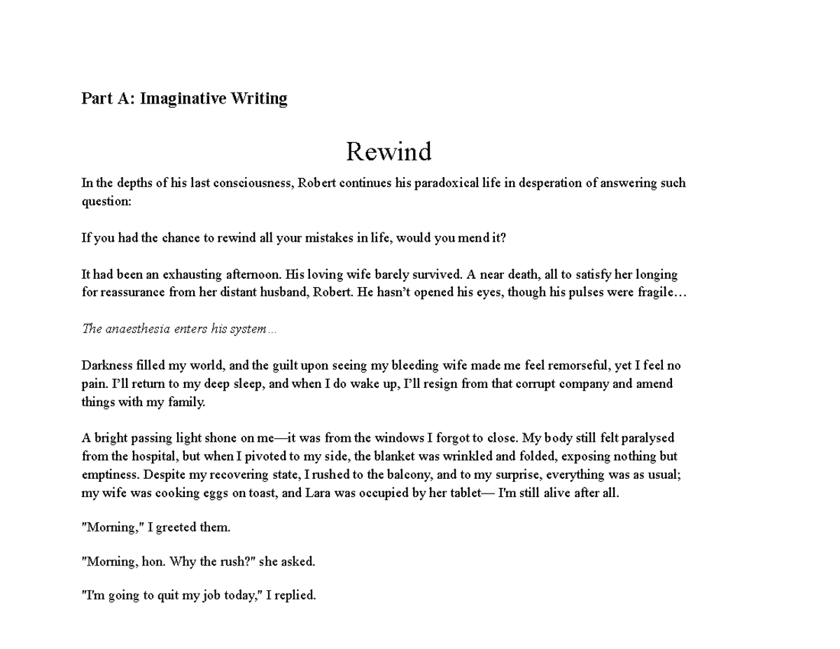 ENG 101: Imaginative & Reflective Writing on Redemption and Regret ...