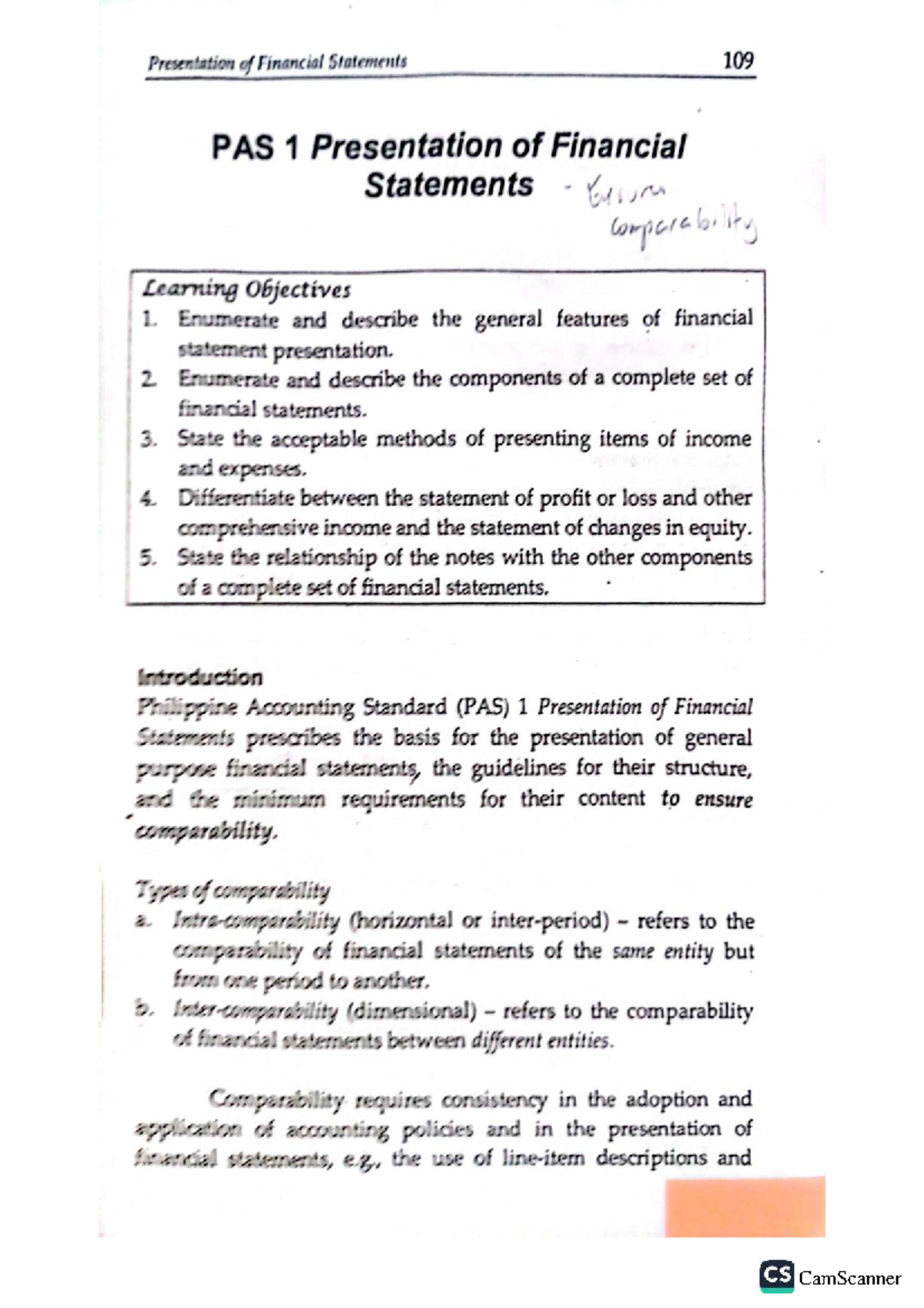 CS 109 Final Exam Notes on PAS 1: Presentation of Financial Statements ...