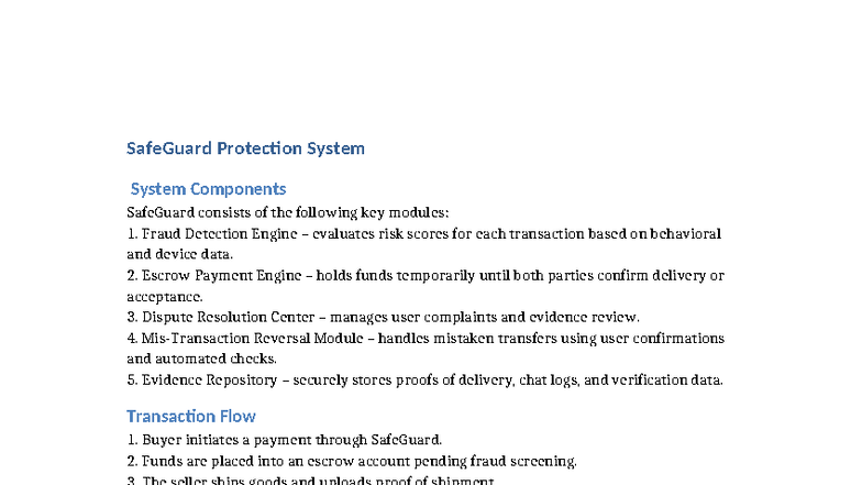 SafeGuard Protection System Overview and Key Components - Studocu